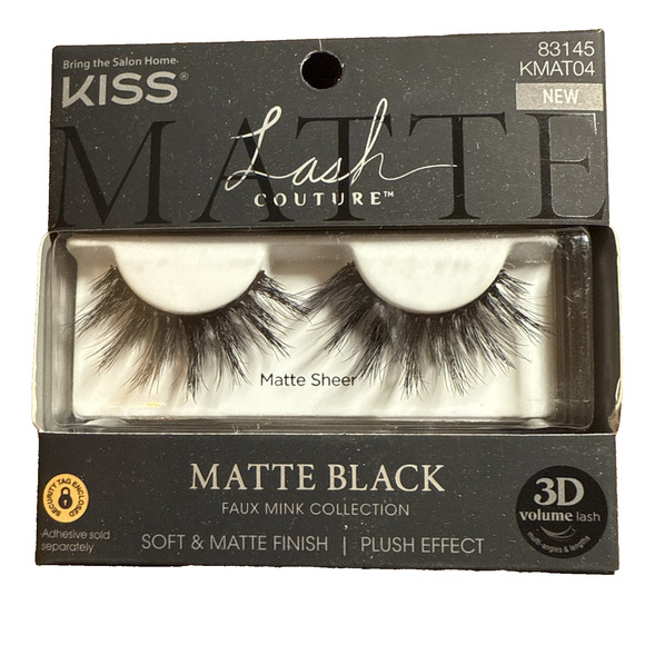 KISS Lash Couture Faux Mink False Eyelashes #83145 Matte Sheer Black KMAT04 - Picture 1 of 3